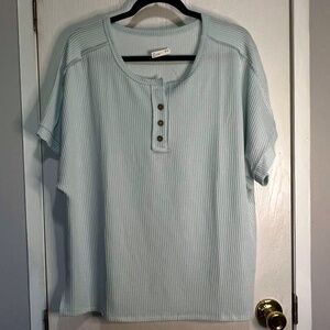 2X(fits like XL): NWT Light Blue Ribbed Top